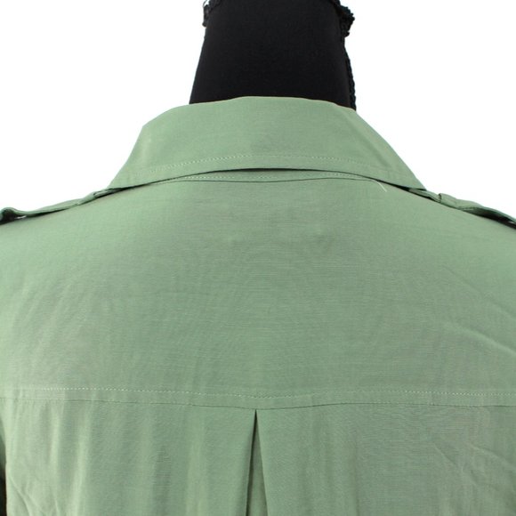 L'AGENCE Lunetta Military Olive Green Collared Rolled Sleeves Shirt NEW XS - Picture 7 of 8